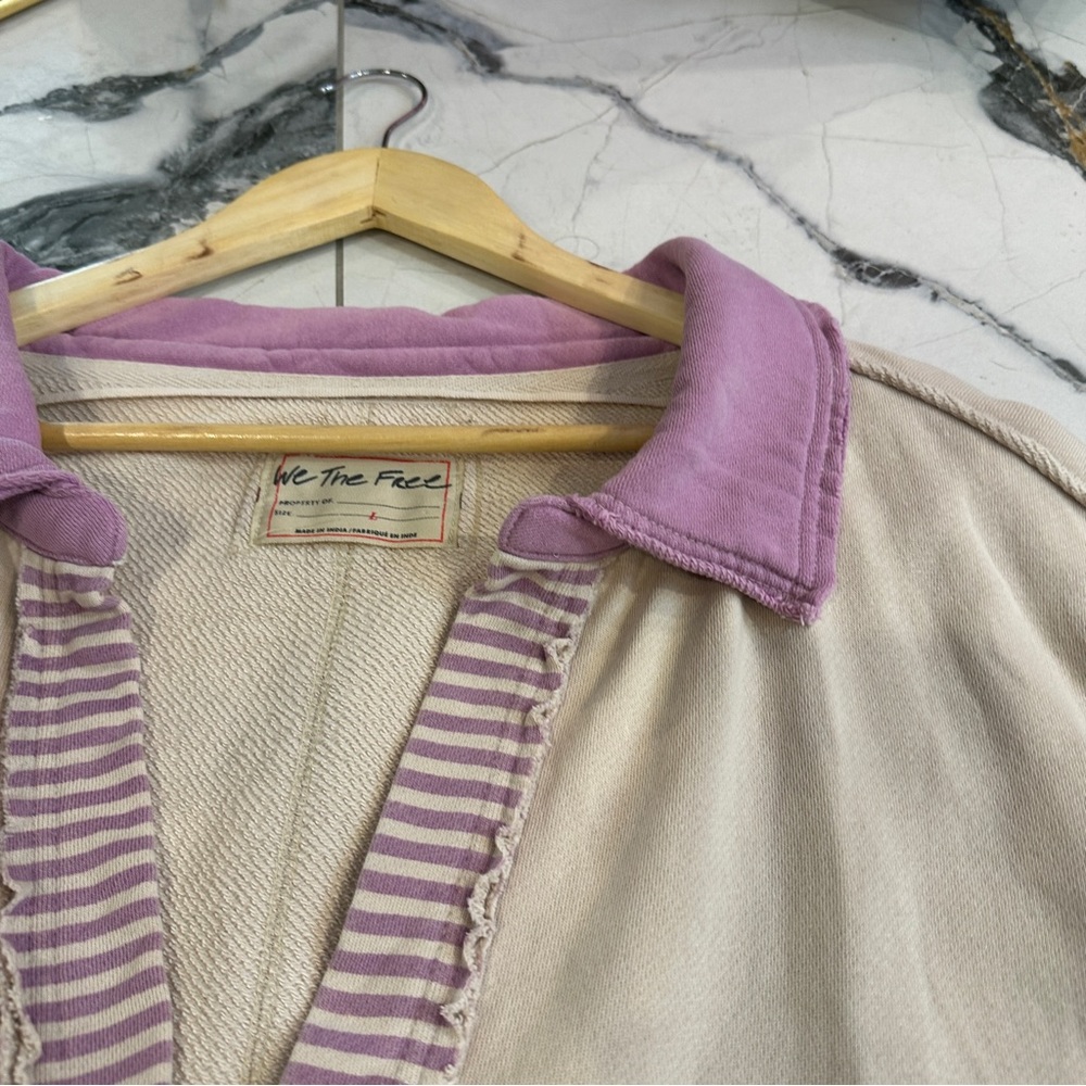 Free People | L | purple and off white Clean Prep Polo - Picture 12 of 13